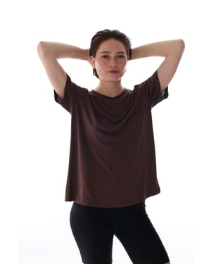 Overmaat Lang Gebreid Crew Neck T-Shirt