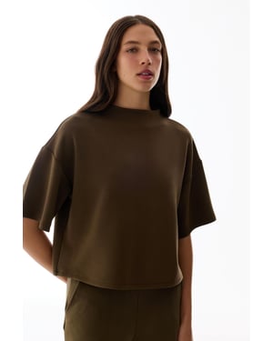 Oversized Stickad Bodysuit Med Rundad Hals