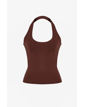 Ärmlös Halterneck Stickad Bodysuit