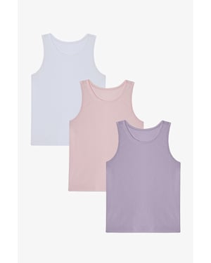 Ungdoms Bandeau Ribbstickad Bomullstopp 3-Pack