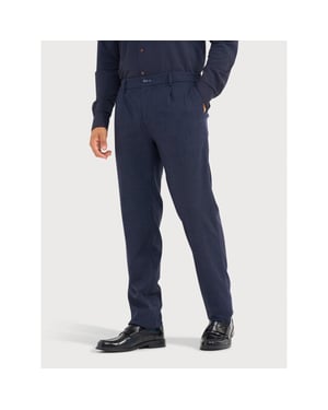 Blue Industry Ruitdessin chino met bandplooi |