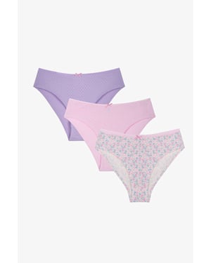 3-Pack Mid-Waist Floral Cotton Hipster Briefs