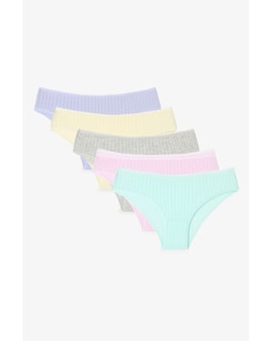 3-Pack Bomullsribbad Midjebyxa