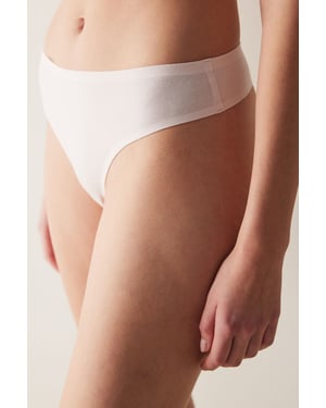 Mid-Waist Cotton-Blend Thong