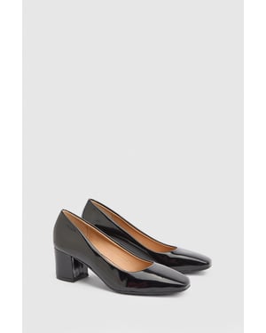 Bonita Faux Patent Leather Medium Block Heel Court Shoes
