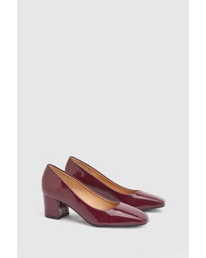 Bonita Faux Patent Leather Medium Block Heel Court Shoes