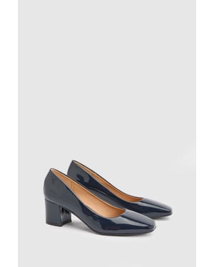 Bonita Faux Patent Leather Medium Block Heel Court Shoes