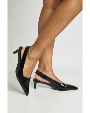 Wide Fit Patent Wide Slingback Low Court Shoes