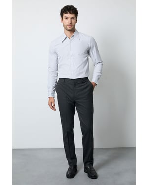 Dark Grey Herringbone Slim Fit Smart Trouser