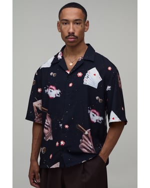 Oversized Boxy Party Print Shirt