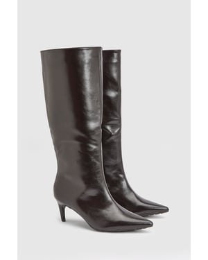 Trixie Faux Leather Medium Stiletto Heel High Leg Boots