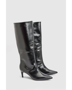 Trixie Faux Leather Medium Stiletto Heel High Leg Boots