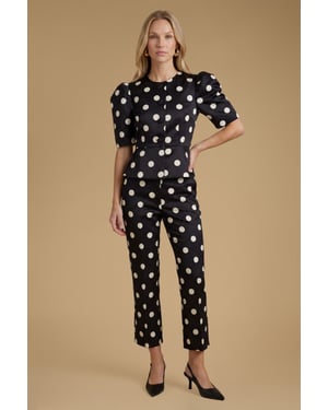 Matte Satin Polka Dot Tailored Trouser