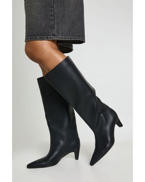 Kitten Heel Pull On Column Boots