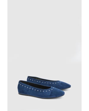 Alex Faux Suede Super Padded Flexi Sole Studded Ballet Pumps