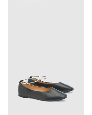 Kristen Faux Leather Super Padded Flexi Sole Almond Toe Ballet Pumps