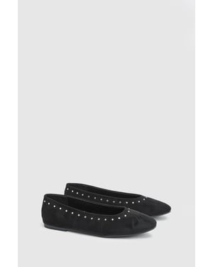 Alex Faux Suede Super Padded Flexi Sole Studded Ballet Pumps