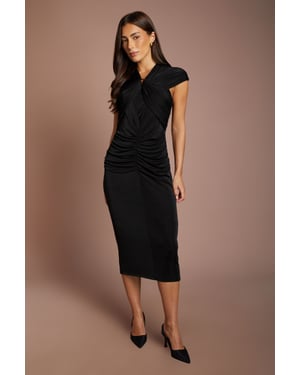 Cap Sleeve Drape Sleeve Midi Dress