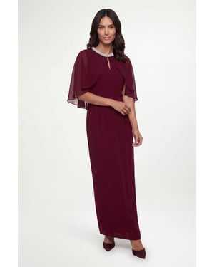 Embellished Cape Maxi Dress