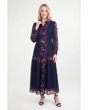 Petite Floral Tiered Shirt Maxi Dress