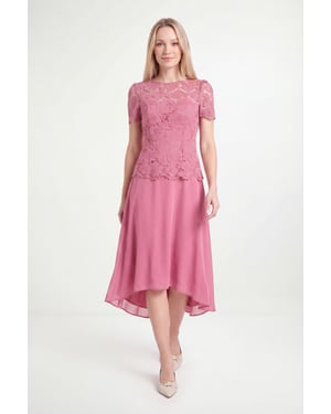 Petite Lace Overlay Midi Dress