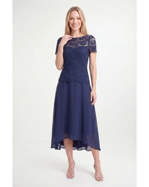 Petite Lace Overlay Midi Dress