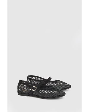 Faith: Shelly Faux Leather Netted Rhinestone Ballet Flats