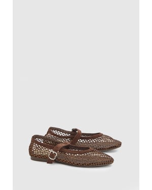 Faith: Shelly Faux Leather Netted Rhinestone Ballet Flats