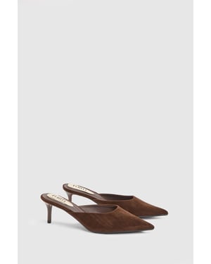 Becky Faux Suede Pointed Toe Medium Stiletto Heel Mules