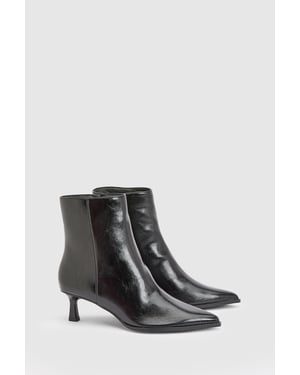 Harvie Faux Leather Low Stiletto Heel Ankle Boots