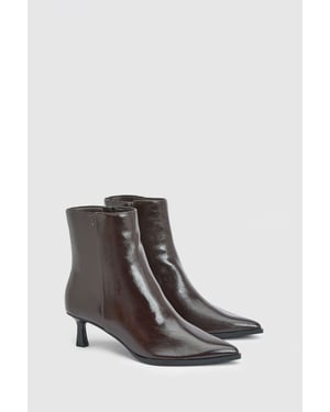 Harvie Faux Leather Low Stiletto Heel Ankle Boots