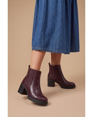Lauren Faux Leather High Block Heel Ankle Boots