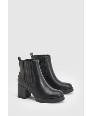 Lauren Faux Leather High Block Heel Ankle Boots