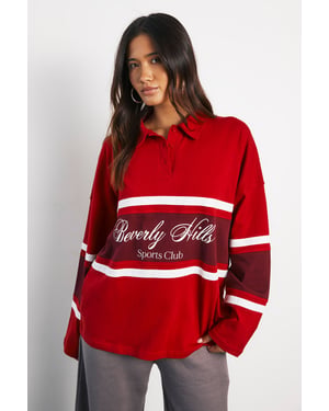 Beverly Hills Graphic Oversized Rugby Top