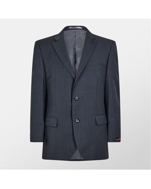 Men's Pierre Cardin Striped Suit Jacket with Double Flap Pockets in Grey