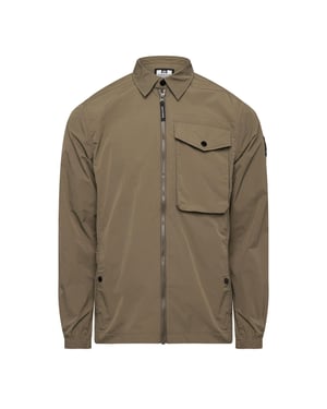 Men's Weekend Offender Granville Solid Patterned Flap Pocket Overshirt in Dark Green