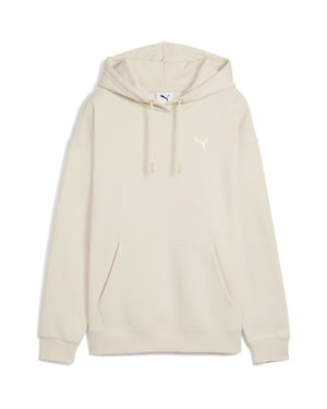 Women's Puma Maximal Metallic Comfort Tech Fleece Overhead Hoodie in Alpine Snow