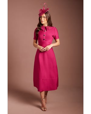 Bandage Knit Short Sleeve Shirt Midi Dress