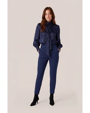 Caroline Tensen Clova Print Blouse Navy