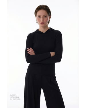Överdimensionerad Huvtröja i Stickad Knit