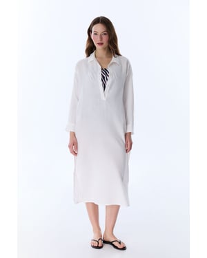 Long Oversized Cotton Button Cover-Up