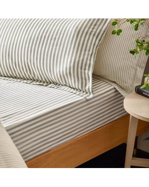 Yard Hebden Striped 100% Cotton Fitted Sheet, Grey