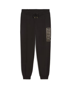 Women's Puma Maximal Metallic Comfort Fleece Jogging Bottoms in Puma Black