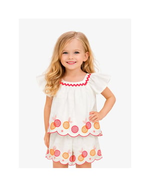 Mayoral Meisjes set top short embroidered wit