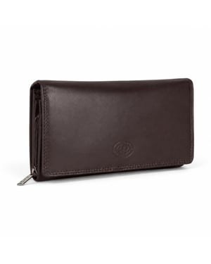 Women’s Large Leather RFID Purse Wallet in Dark Brown