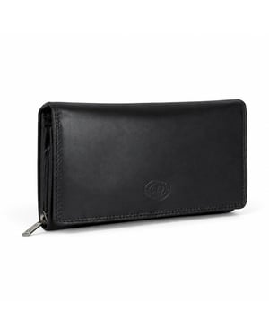 Women’s Large Leather RFID Purse Wallet in Black