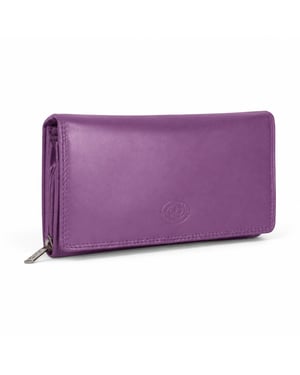 Women’s Large Leather RFID Purse Wallet in Lilac