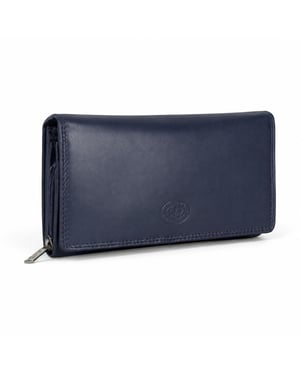 Women’s Large Leather RFID Purse Wallet in Navy
