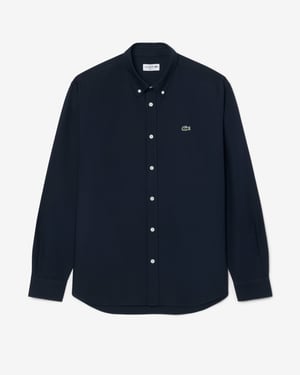 Regular Fit Long Sleeve Logo Detail Shirt in Navy