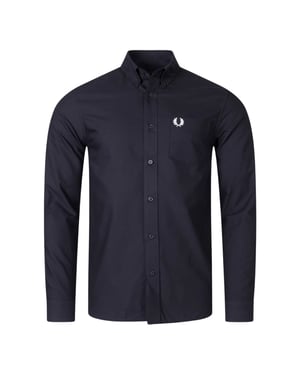 Fred Perry Plain Black Long Sleeve Oxford Shirt